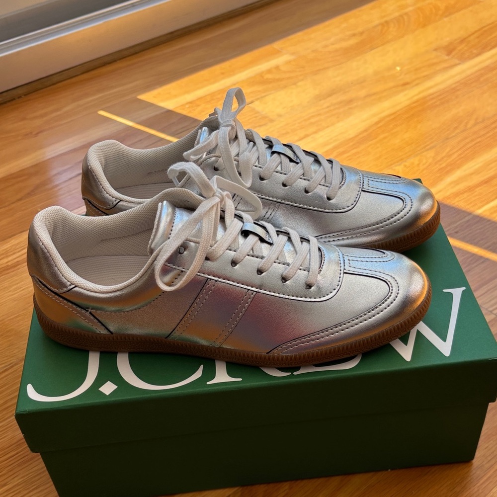 J. Crew Metallic Silver Sneakers